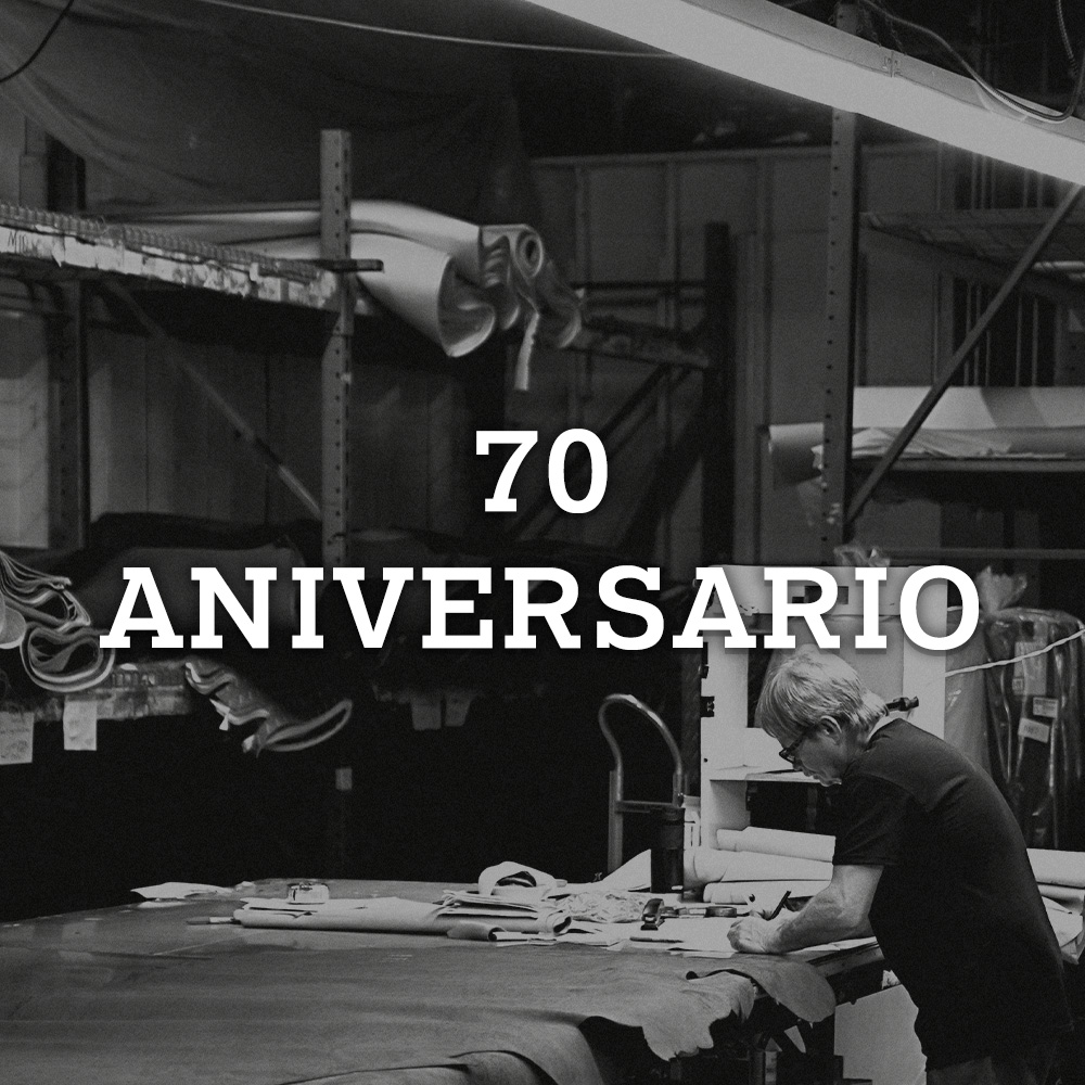  70 Aniversario. Un trabajador de una fábrica haciendo una bota Doble-H.